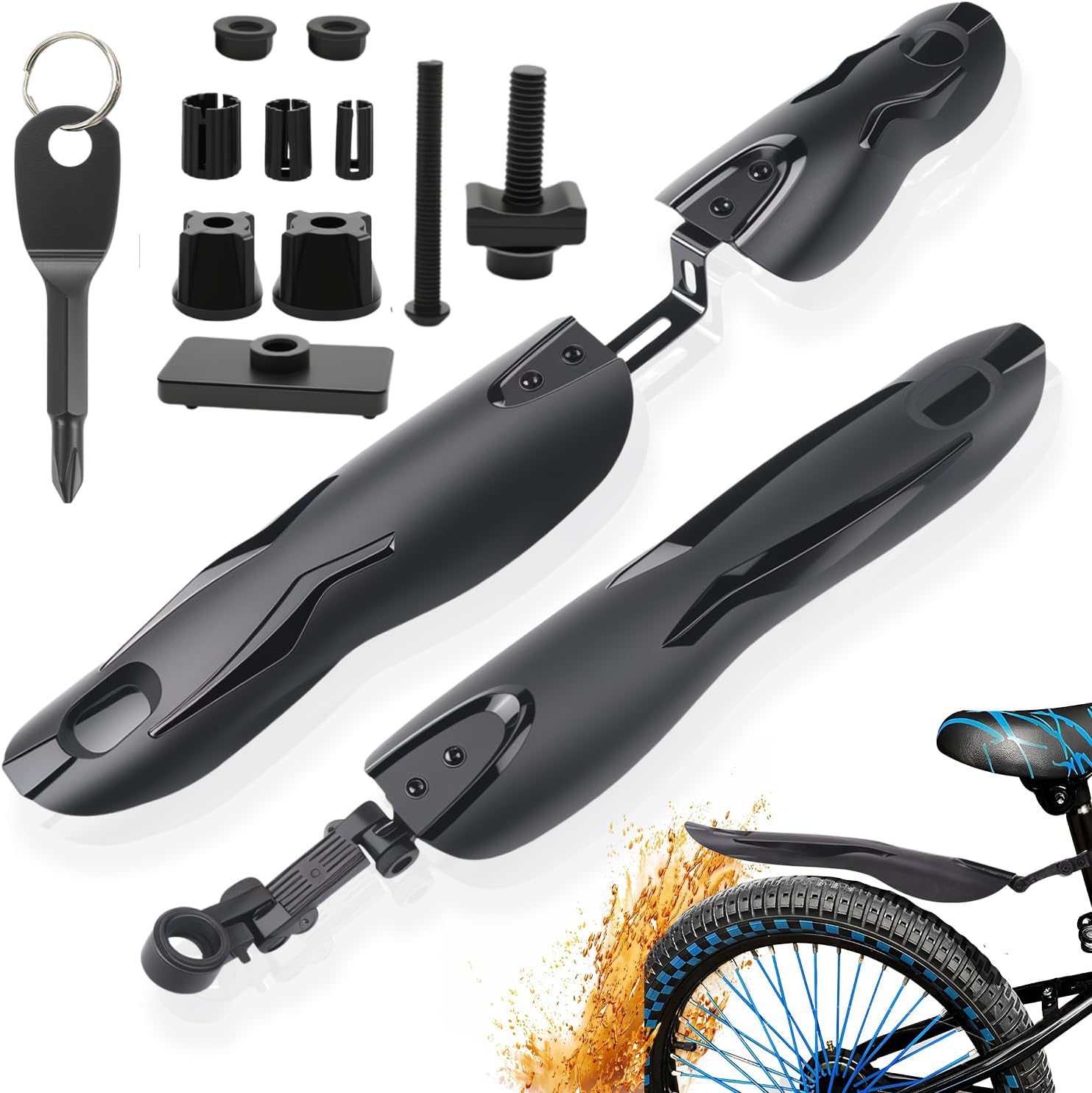 Schutzblech Für Mountainbikes, Universelles Fahrradschutzblech, Mtb-schutzblech Für 24-29 Zoll Fahrräder, Verstellbares Schutzblech Vorne Und Hinten Für Mountainbikes Und Rennräder