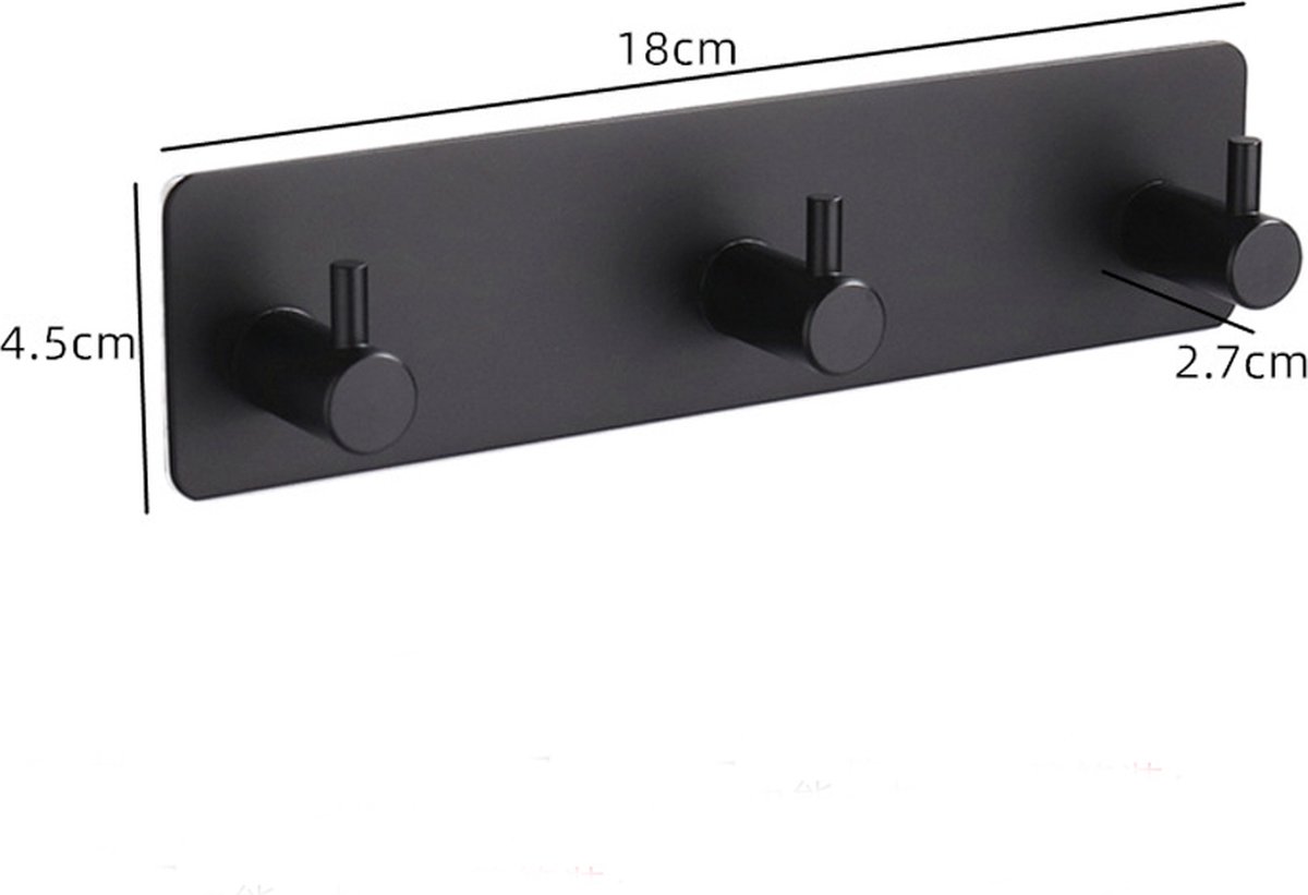 3-in-1 Handtuchhaken – Wandhaken – Schwarz