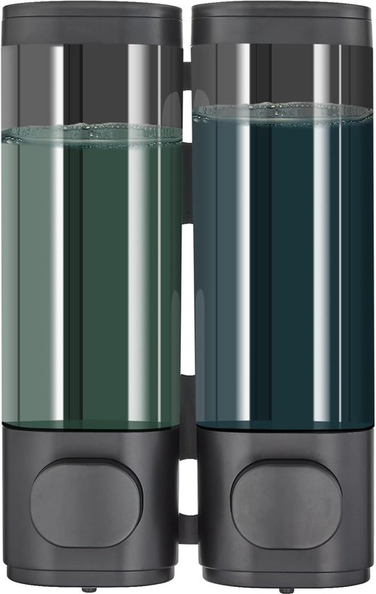 Shampoo- Und Spülungsspender, Duschspender Mit 2 Fächern, Wandmontierter Shampoo-spender Fürs Badezimmer (schwarz, 2 Fächer)