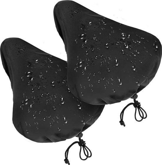 Set Mit 2 Wasserdichten Sattelbezügen Mit Kordelzug/regenschutz, Geeignet Für Fahrradsättel, Schwarz.