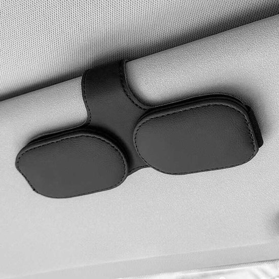 Sonnenbrillenhalter Für Die Sonnenblende Im Auto – Magnetisches Leder – Schwarz