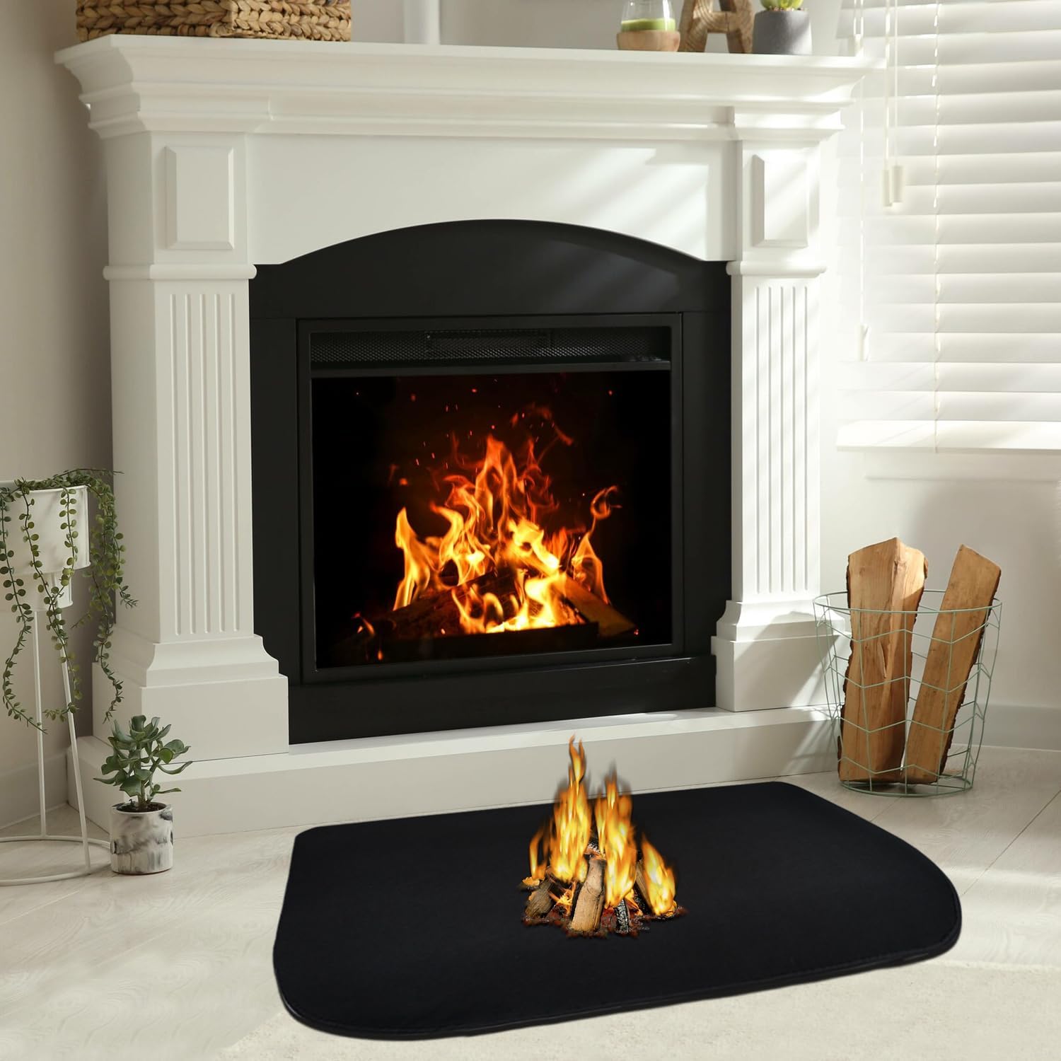 Feuerfeste Kaminmatte 50x80cm Faltbare Hitzeschutzmatte Für Kaminbodenplatten Zum Schutz Des Bodens Vor Funken (schwarz)
