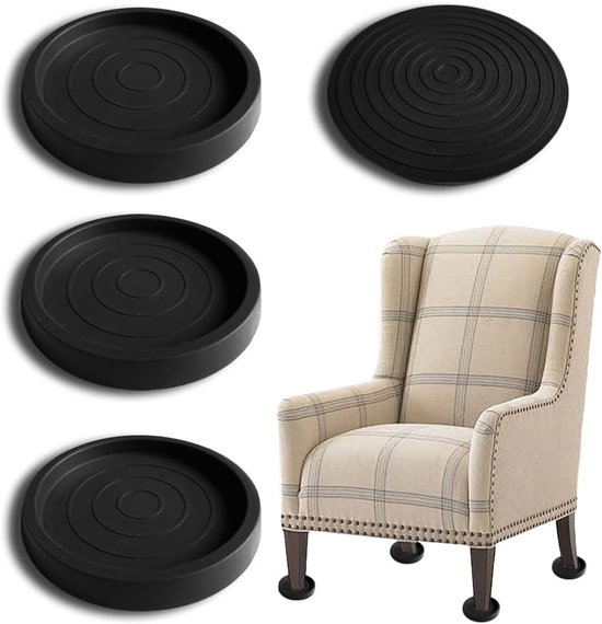 Möbeluntersetzer 64 Mm 4 Stück Rutschfest Bodenschutz Sofa Untersetzer Stuhlbeinkappen Stuhluntersetzer Schwarz Für Hartholzböden Rund