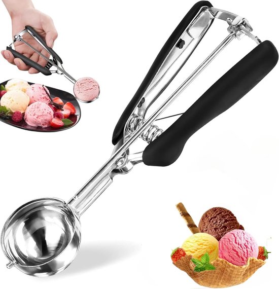Eiskugelportionierer Aus Edelstahl 5 Cm Zum Portionieren Von Eiskugeln Eislöffel Für Eiskugeln Meloneneis Fleischbällchen Teig Kuchenteig Schwarz