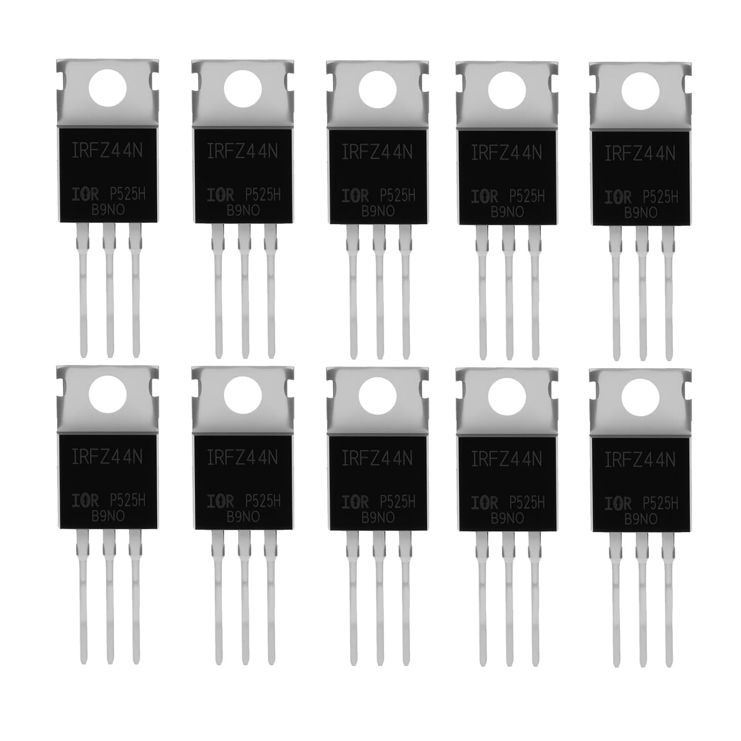 10 Stück Irfz44n Mosfet-transistoren, N-kanal-gleichrichterleistung, 49 A 55 V, Für Hochleistungsschaltanwendungen