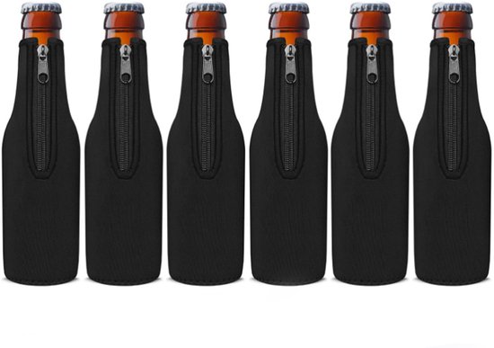 Flaschenkühler 6 Teilig Für Bier Und Andere Kaltgetränke Universalgröße Flaschenhülle In Schwarz