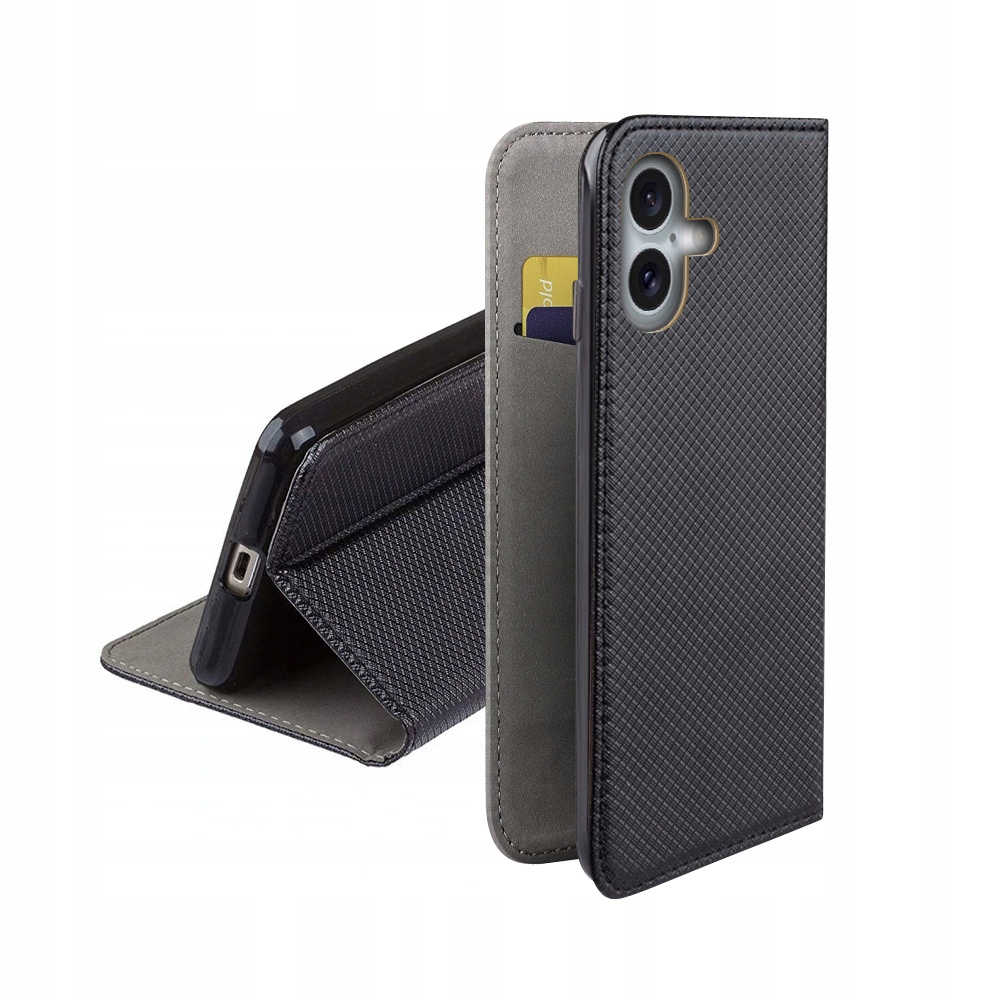 Schutzhülle Für Apple Iphone 16 Smart Magnet Schwarz Buch Geschlossen + Glas