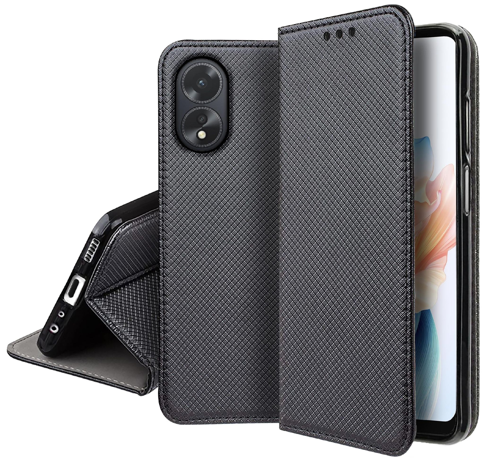 Schutzhülle Für Oppo A38 4g Smart Magnet Book Case (geschlossen) + Glas