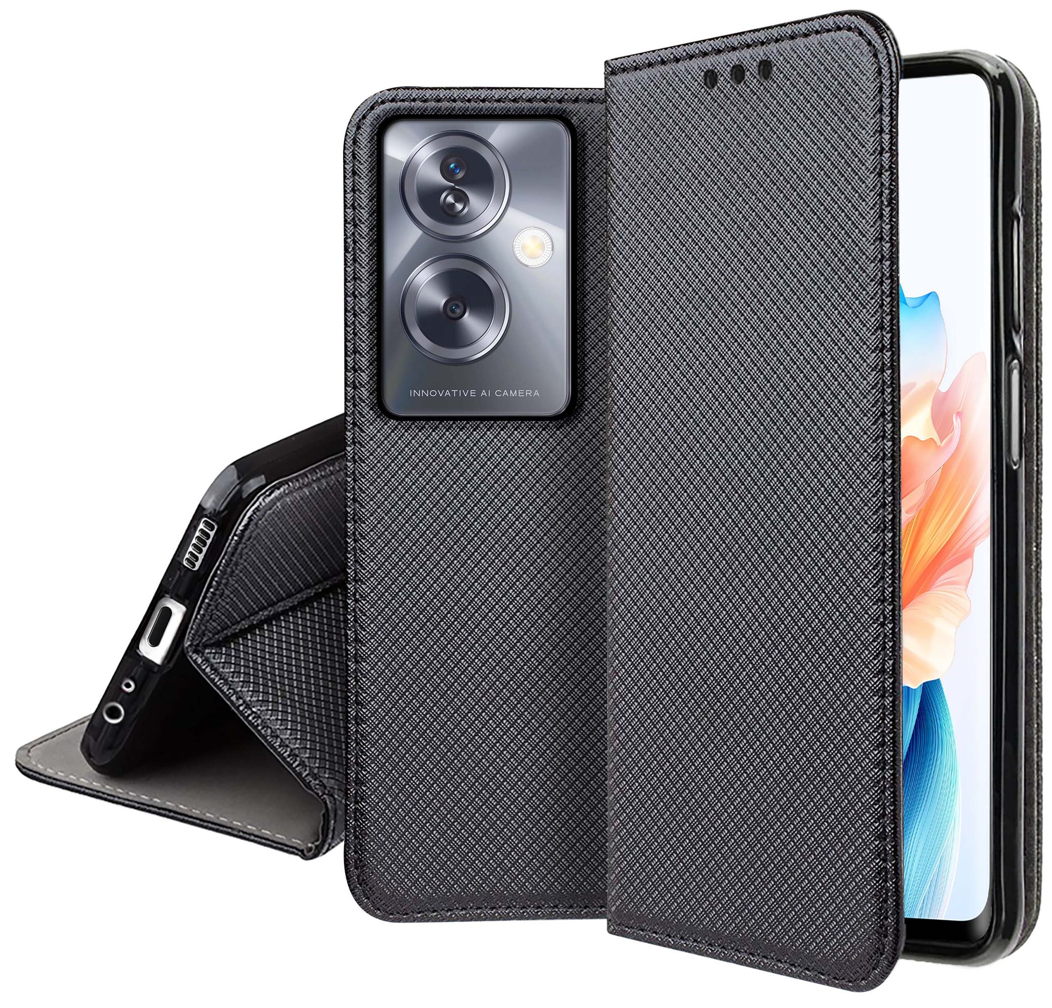 Schutzhülle Für Oppo A79 5g Smart Magnet Book Case (geschlossen) + Glas