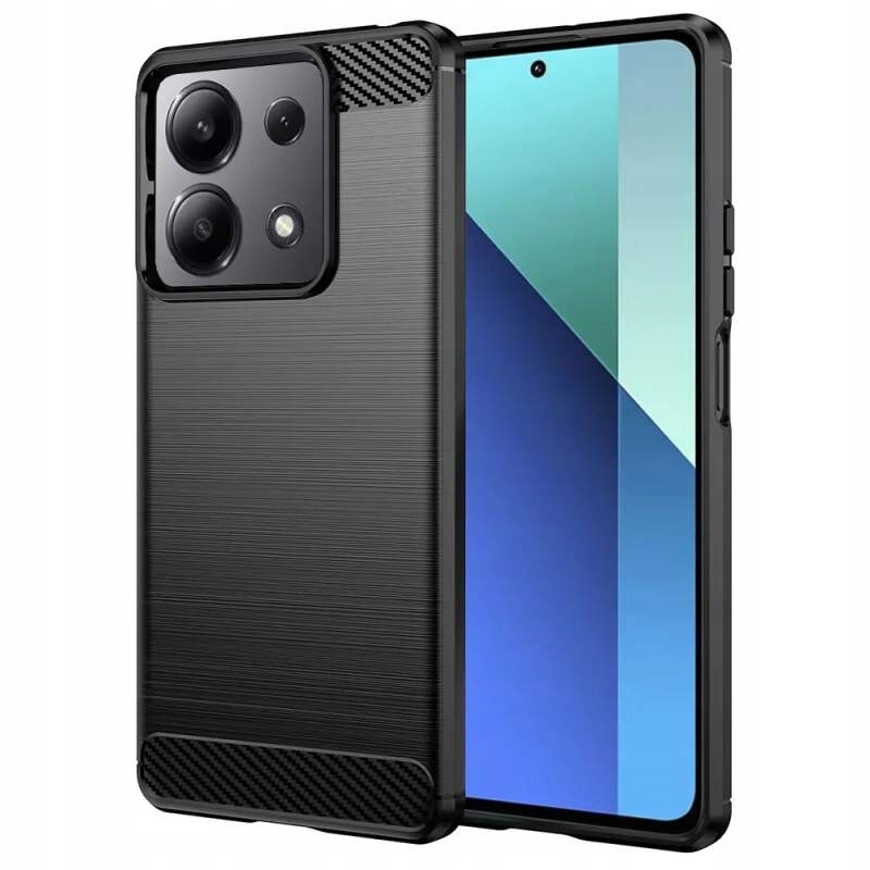 Schutzhülle Für Redmi Note 13 4g Carbon Hülle Rückseite Schwarz + Glas
