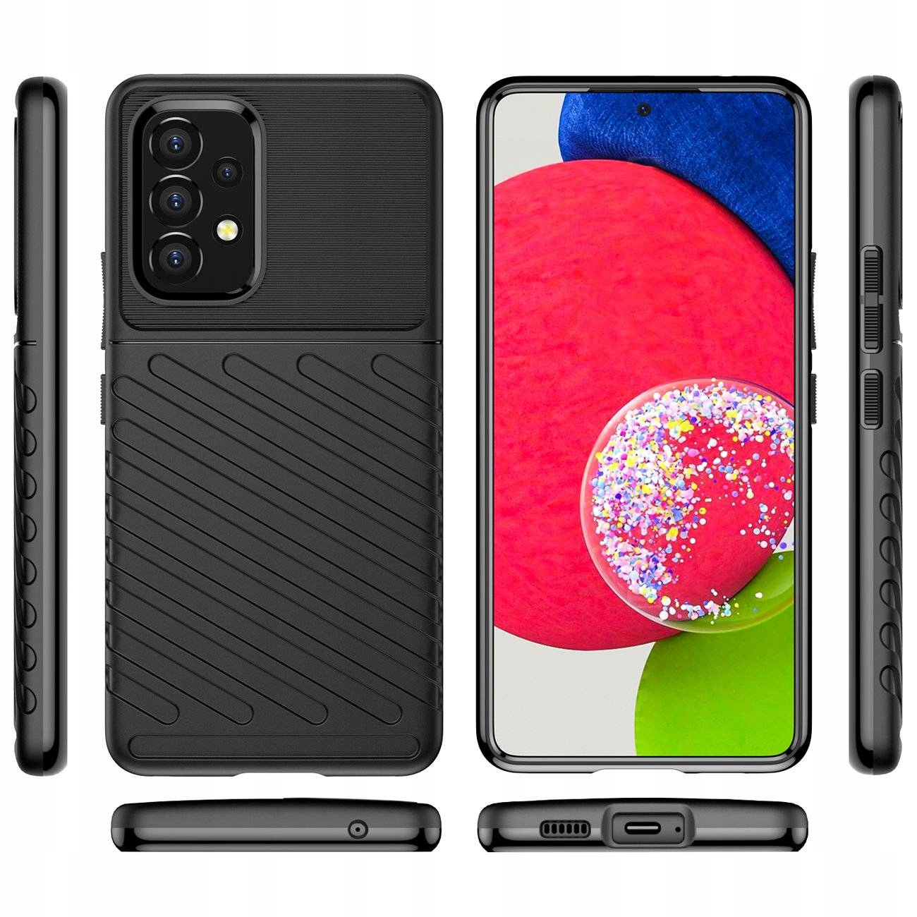 Schutzhülle Für Samsung A53 5g Thunder Case Armor Back Schwarz + Glas