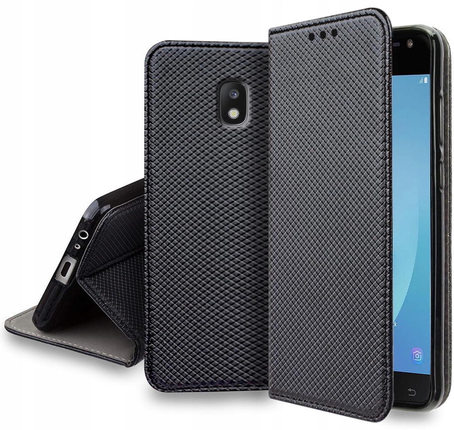 Schutzhülle Für Samsung Galaxy J3 2017, Geschlossene Smart-magnet-hülle, Schwarz + Glas