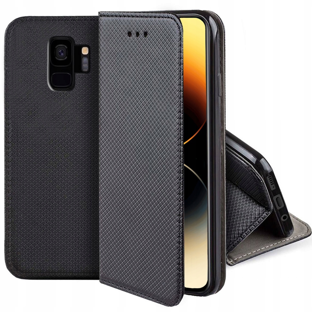 Schutzhülle Für Samsung Galaxy S9 Plus /s9+ Geschlossene Smart Magnet-hülle Schwarz+glas