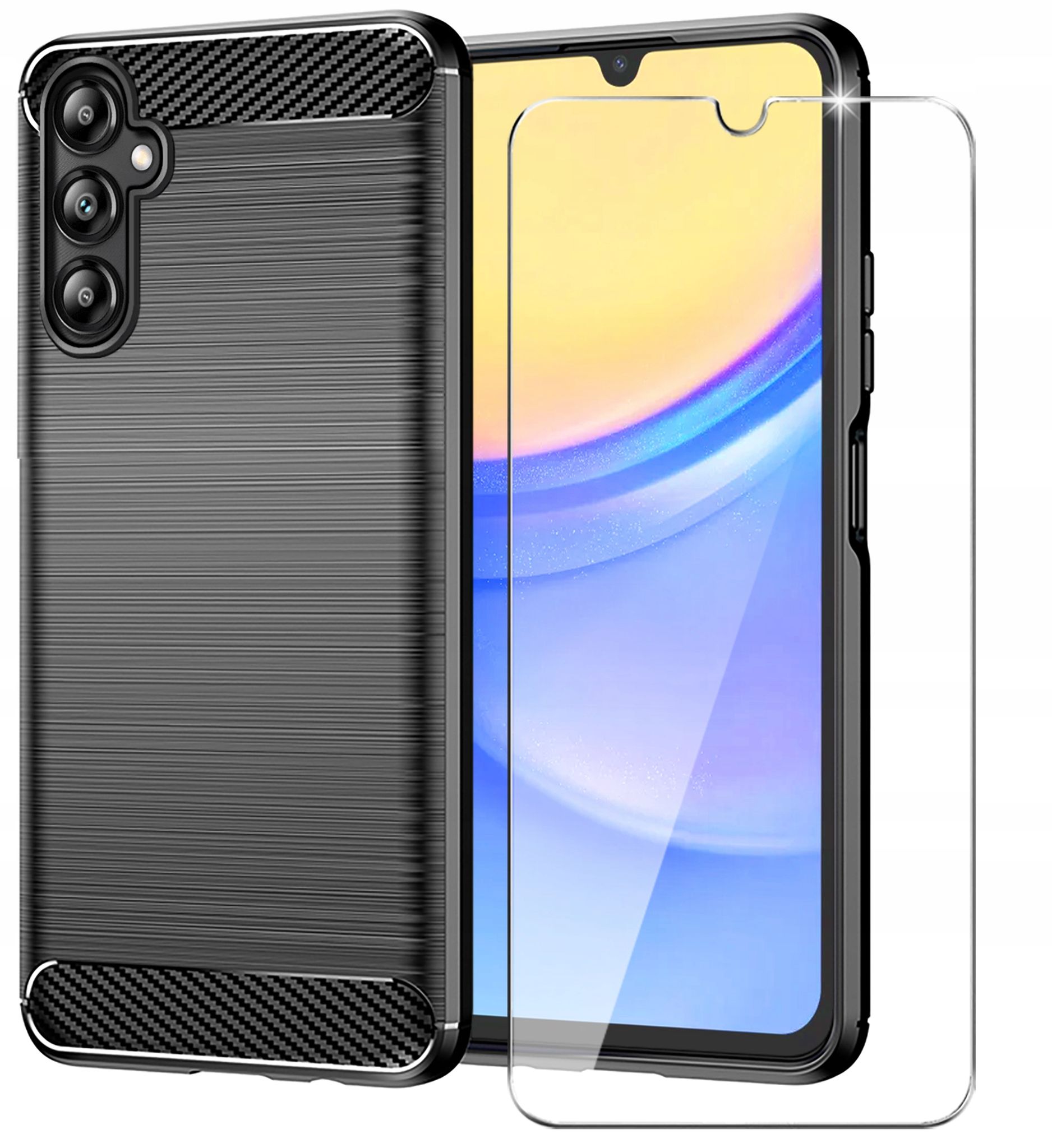 Schutzhülle Für Samsung Galaxy A15 4g/a15 5g, Rückseite Aus Gepanzertem Carbon + Glas