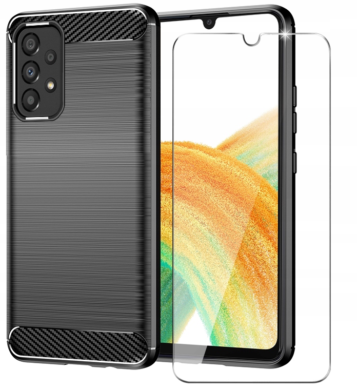 Schutzhülle Für Samsung A33 5g Armor Carbon Hülle Schwarze Rückseite Carbon + Glas