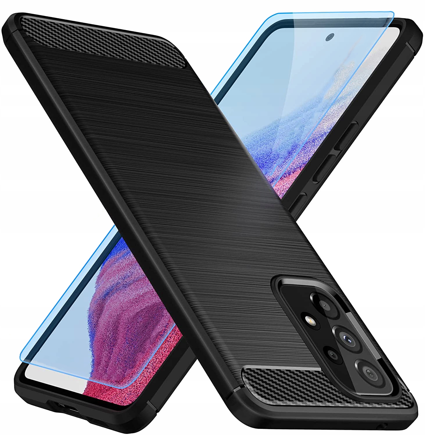 Schutzhülle Für Samsung Galaxy A53 5g Carbon Case Armor Back Cover + Glas