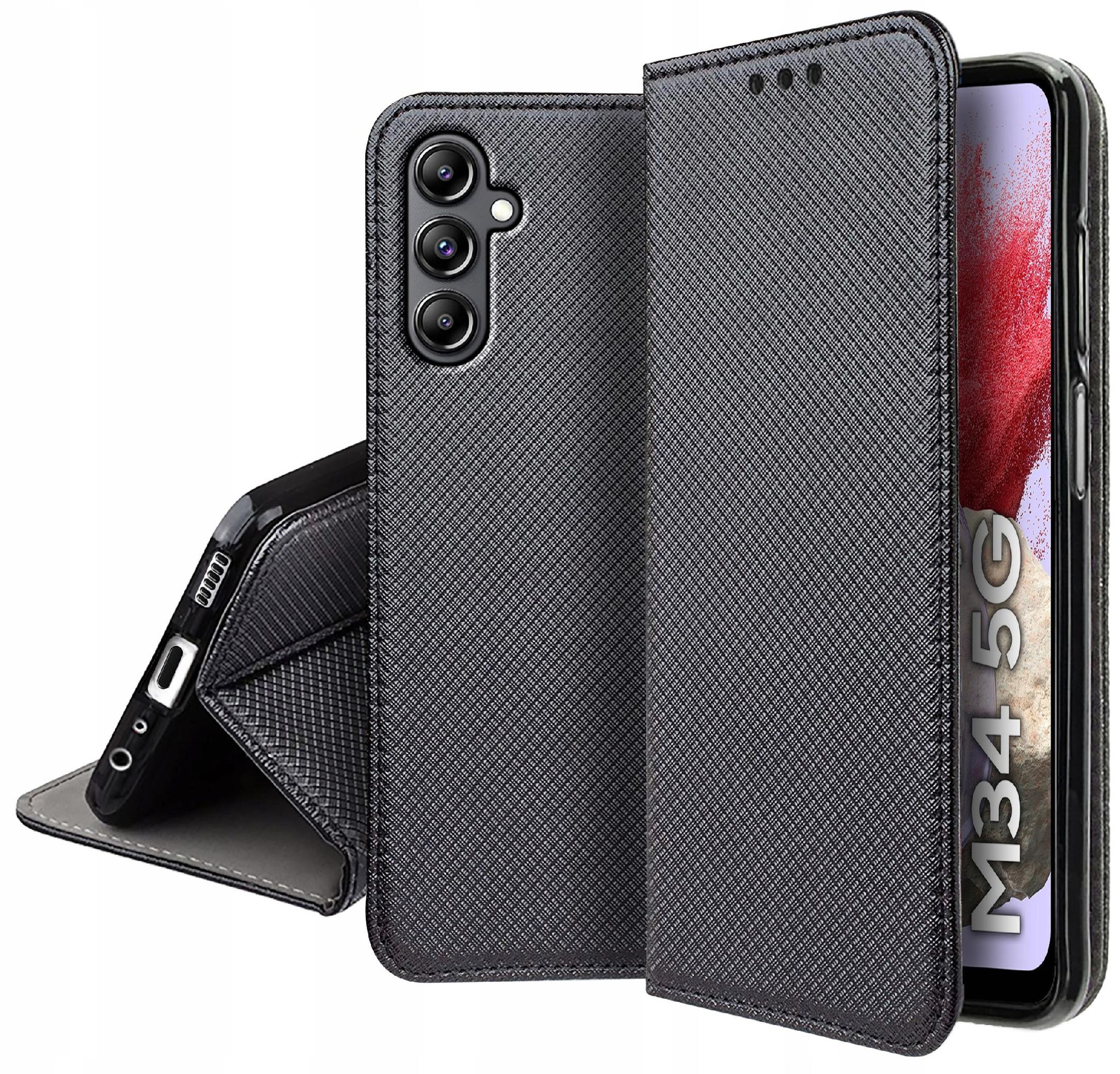 Schutzhülle Für Samsung Galaxy M34 5g Smart Magnet Book Case Geschlossen + Glas