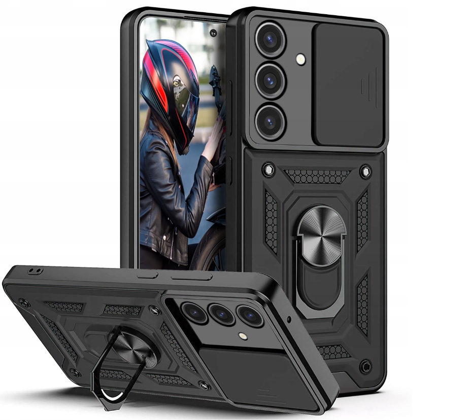Schutzhülle Für Samsung Galaxy S24 Fe Armor Slide Ring Verstärkte Hülle + 9h Glas