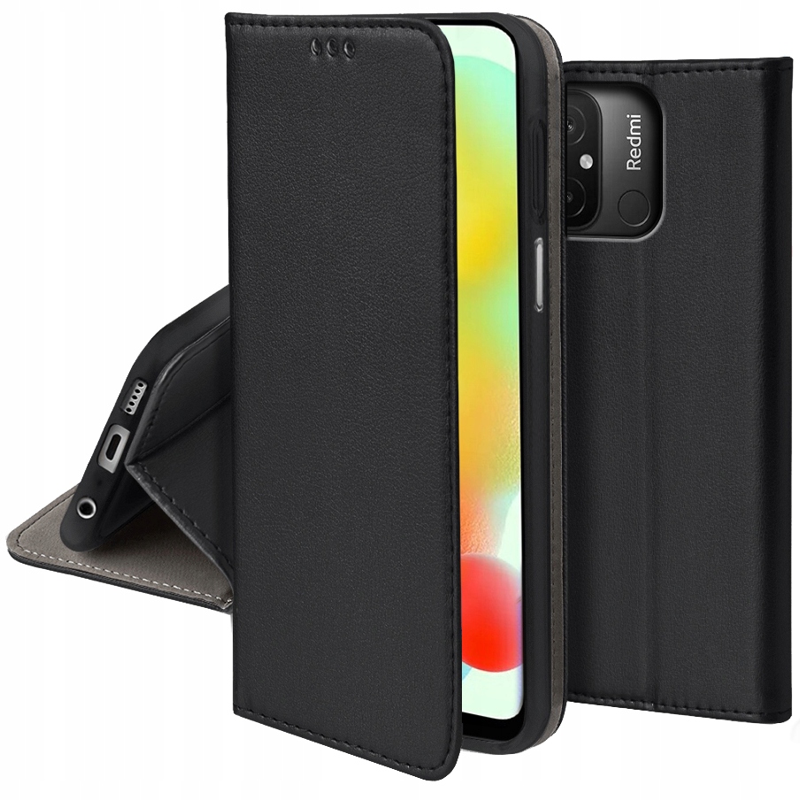 Schutzhülle Für Xiaomi Redmi 12c/redmi 11a Smart Magnetic Book Case Schwarz + Glas