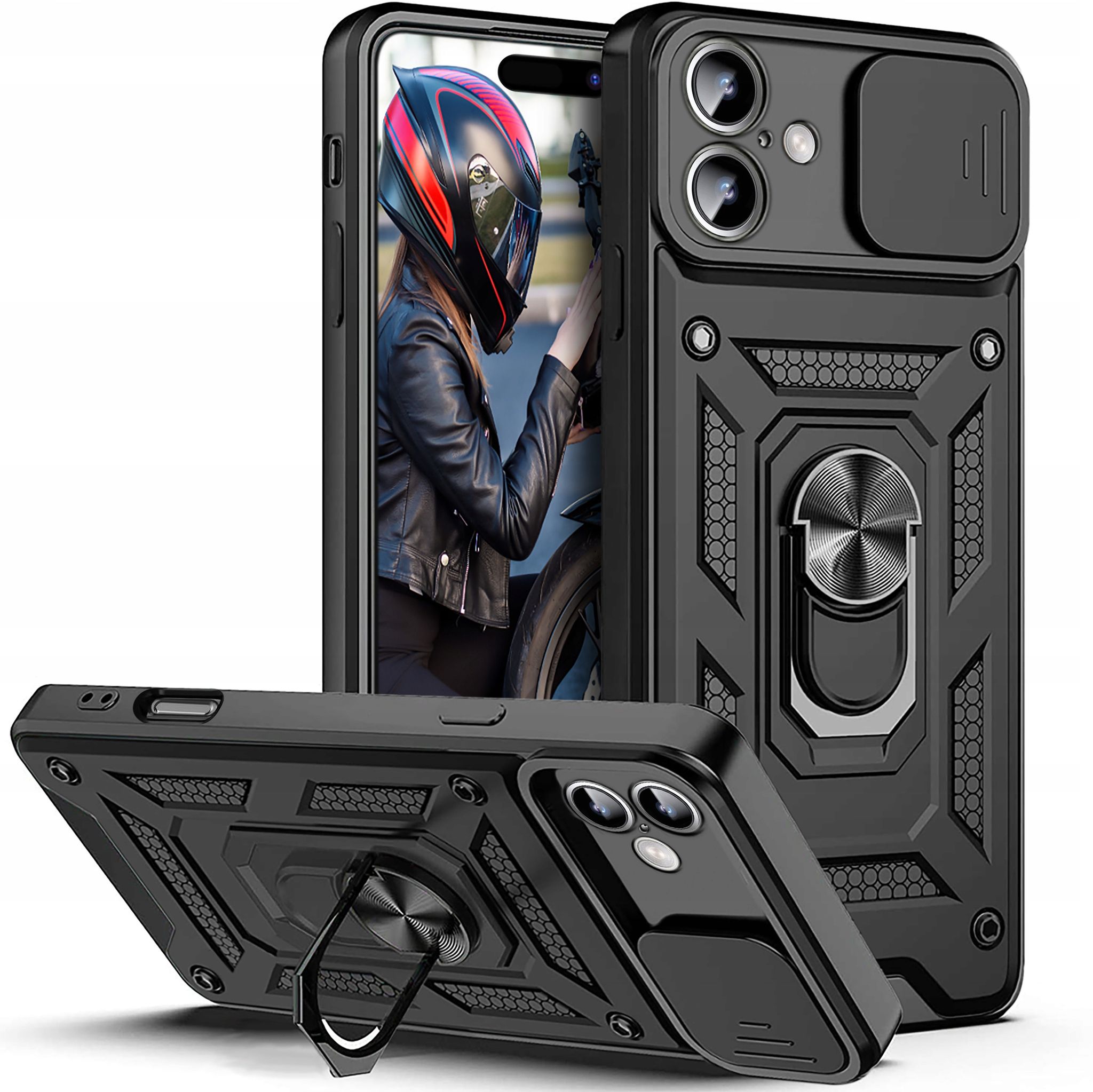 Schutzhülle Für Iphone 16 Plus Defender Kameraschutz Schiebering + Glas