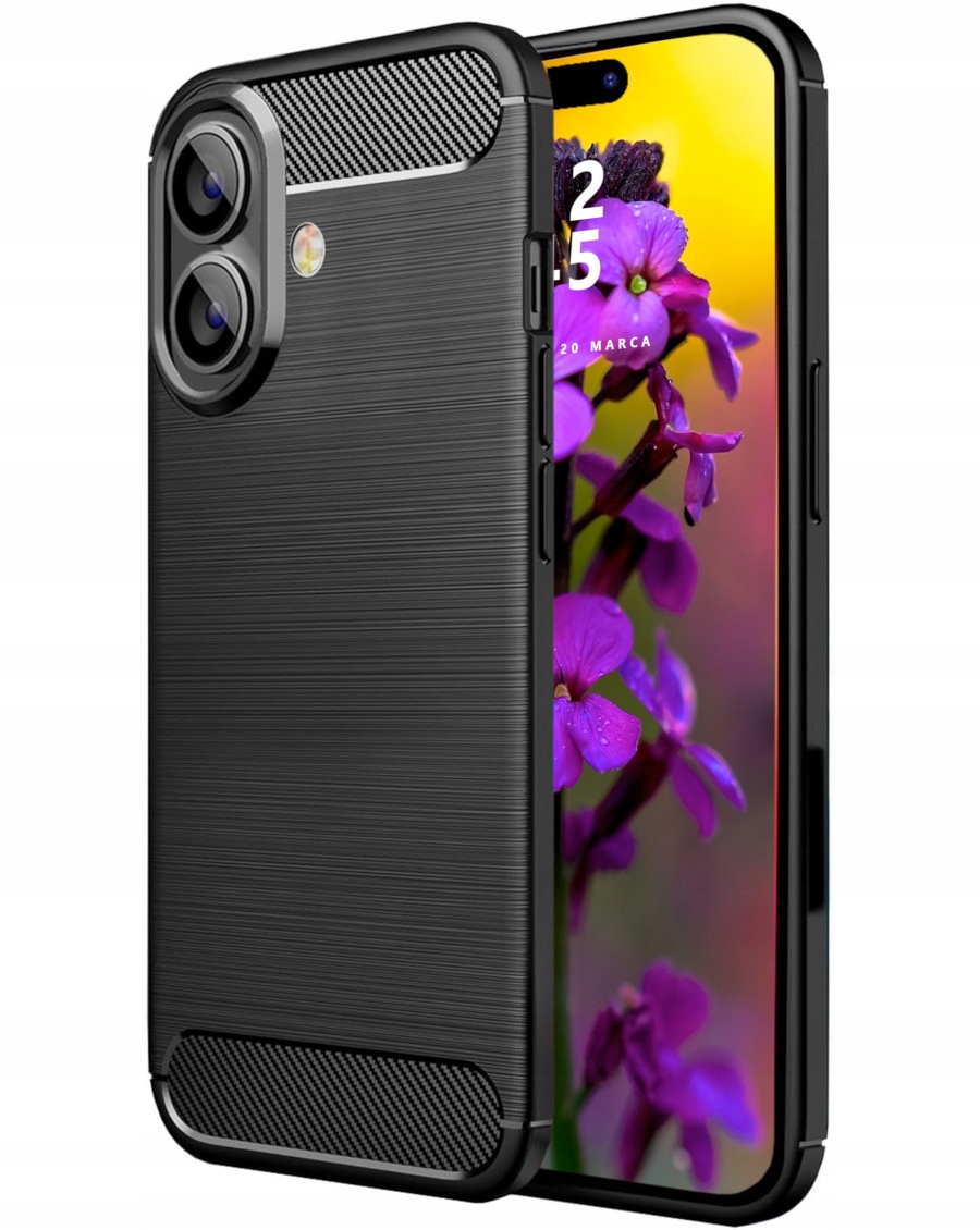 Hülle Für Iphone 16 Carbon Hülle Rückseite Schwarze Hülle + Glas