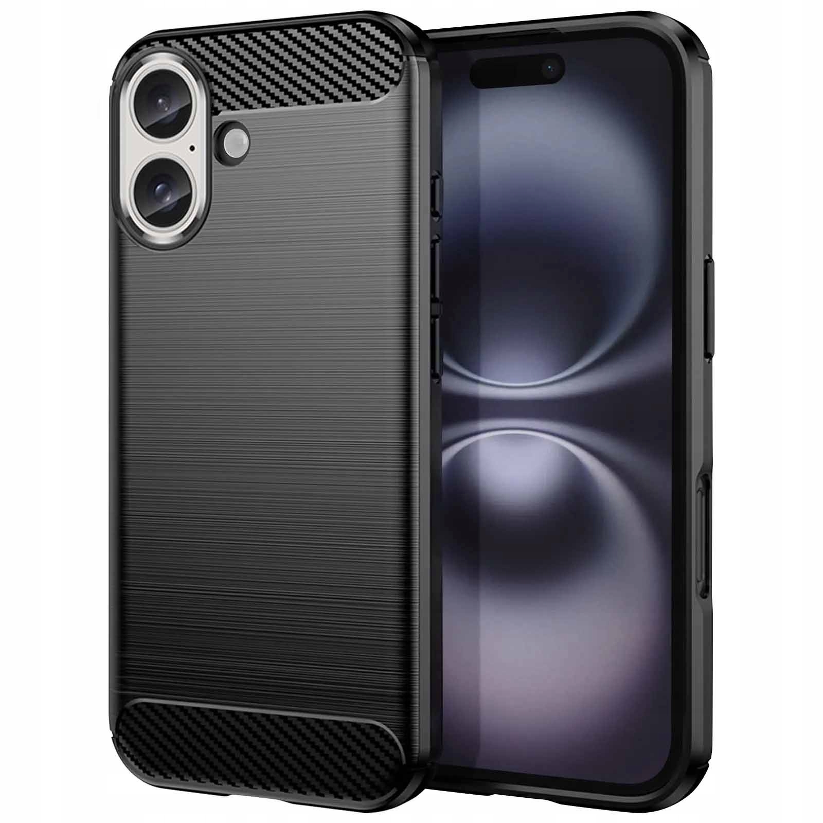 Hülle Für Iphone 17 Carbon Hülle Rückseite Schwarze Hülle + Glas
