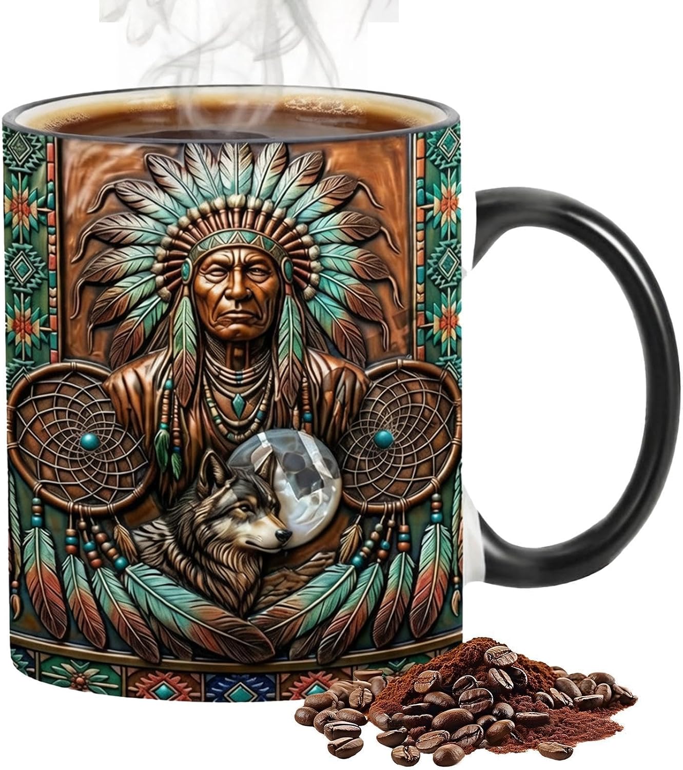 Isolierter Keramikbecher (35 Cl) Mit Henkel, Dekorativ Isolierte Becher Und Tassen Für Kaffee Und Tee Für Erwachsene, Lehrer, Kollegen, Zuhause Und Büro
