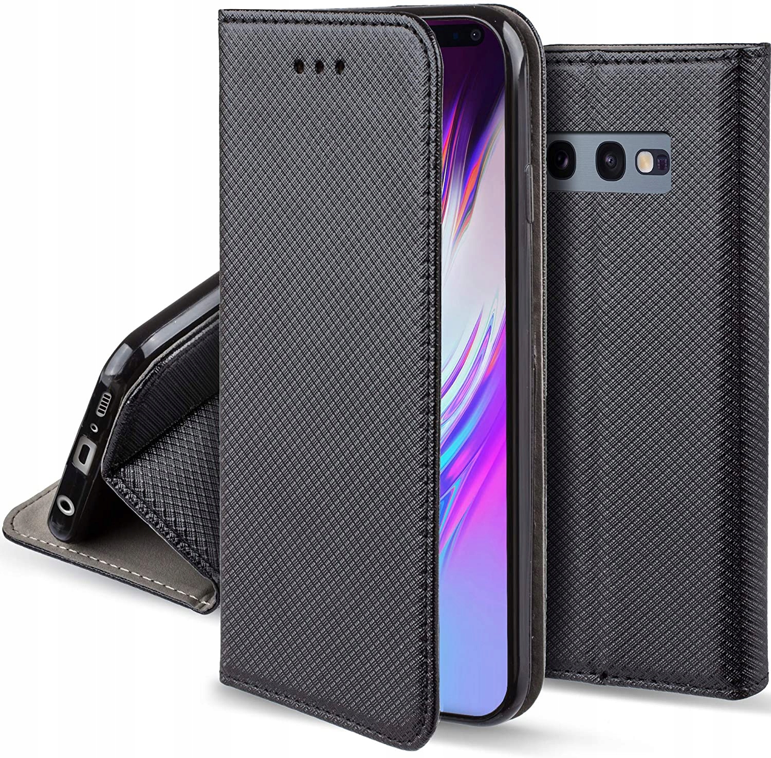 Schutzhülle Mit Klappmechanismus Für Samsung Galaxy S10e Smart Book Magnethülle Schwarz + Glas