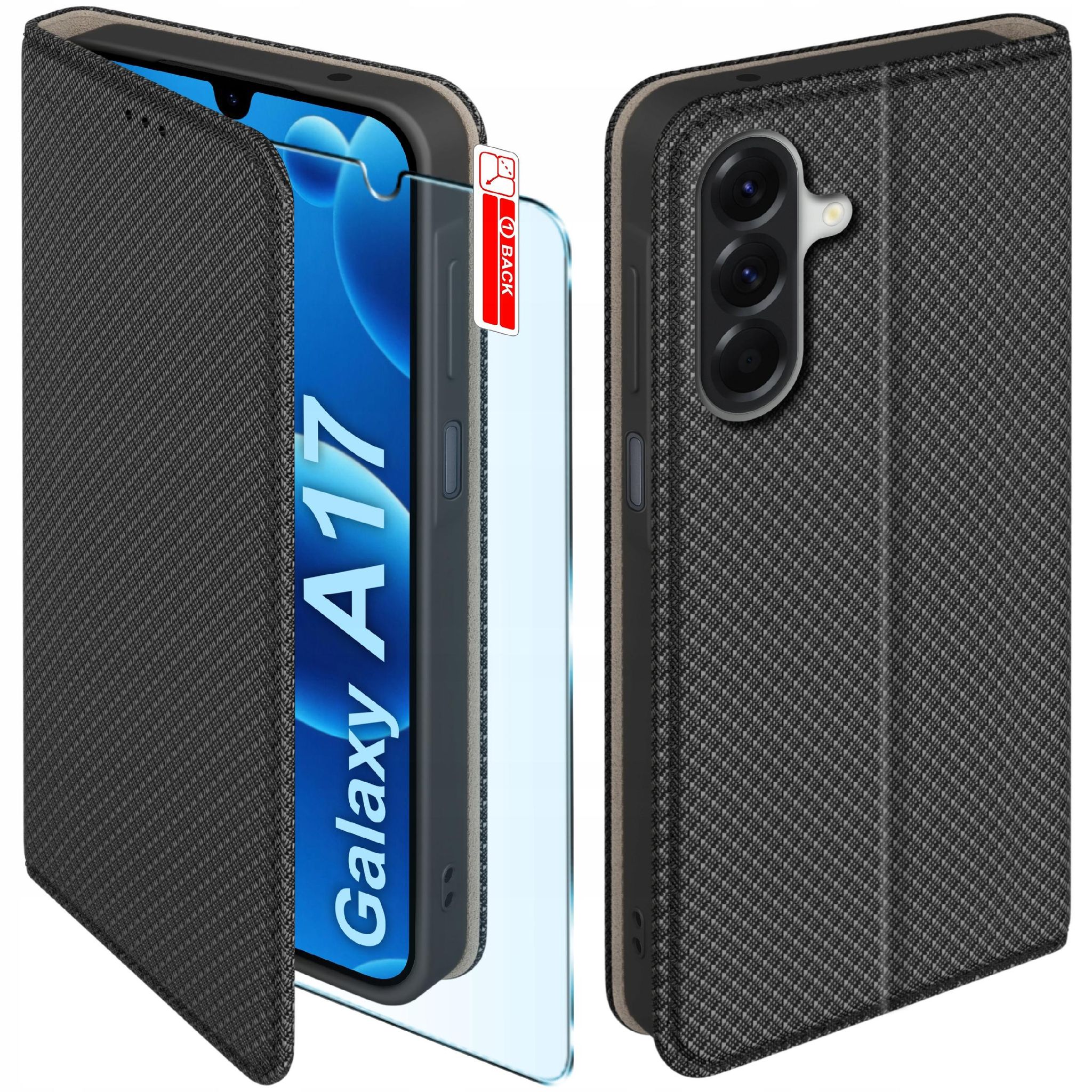 Magnet Hülle Für Samsung A17 5g, Abschließbare Schwarze Schutzhülle + 9h-glas