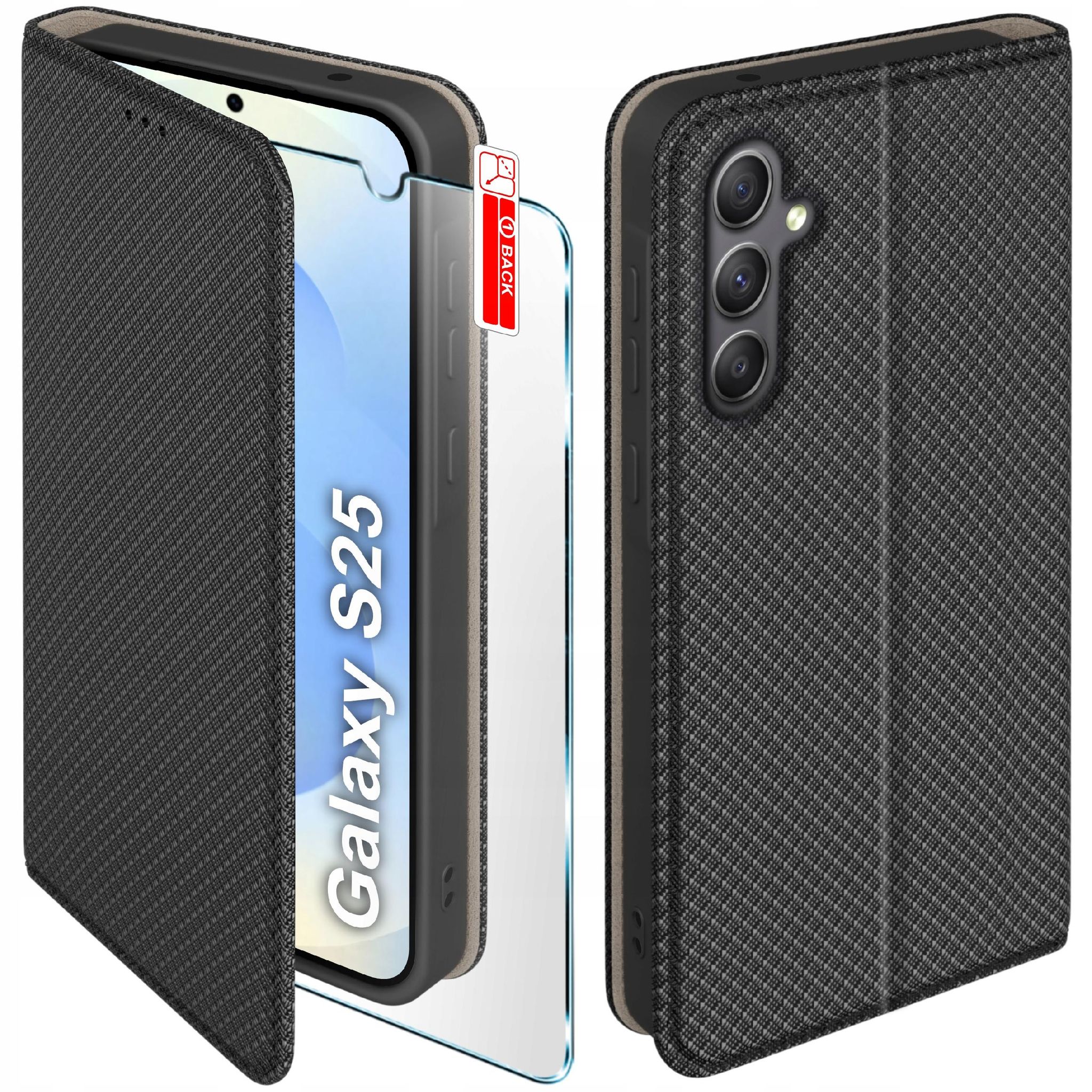 Schutzhülle Für Samsung Galaxy S25 Mit Magnetverschluss, Smart-magnet Und Glas