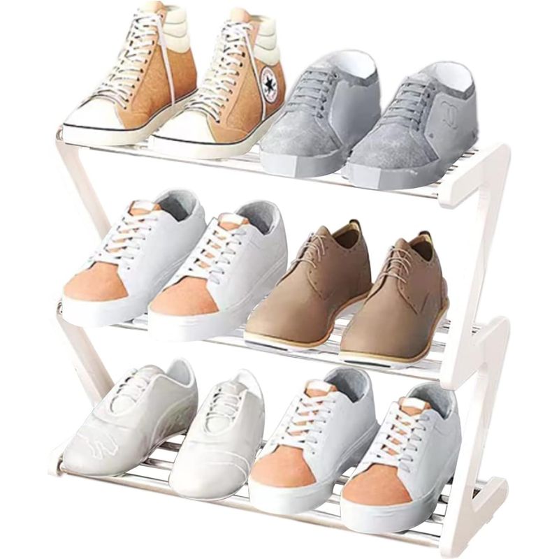 0 - Kleines 3-stöckiges Schuhregal, Mini-schuhregal, Robust Und Schmal, Aufbewahrungsorganizer Für Eingangsbereich, Kleiderschrank, Flur, Schnelle Montage (43 X 19 X 35 Cm)