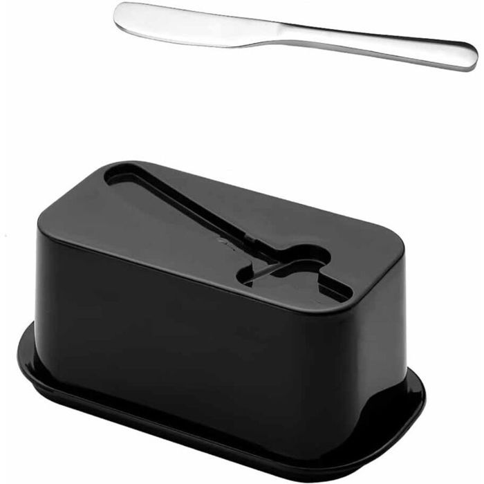 Butterdose Mit Messer – Buttermesser Aus Edelstahl – Luftdichter Behälter – Kompakt Und Stapelbar