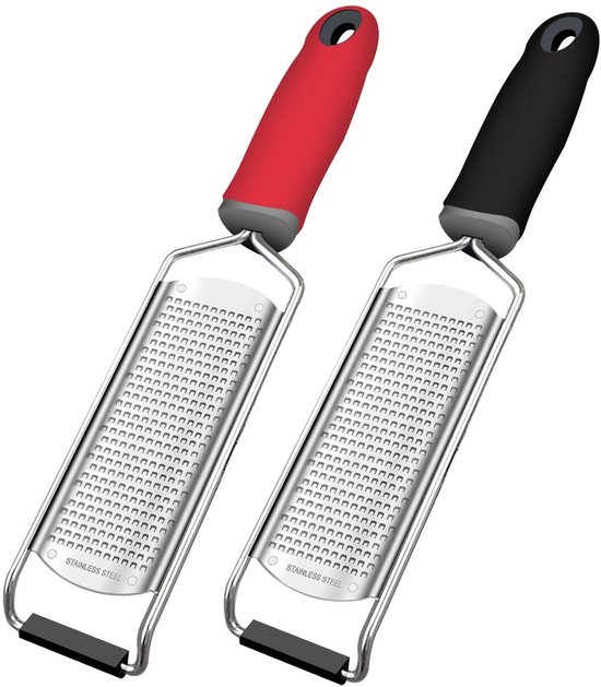 Küchenreibe 2er Set Hochwertiges Reibe Set Reibe Käsereibe Aus Edelstahl Handreibe Ingwerreibe Grob & Fein Spülmaschinenfest Schwarz/rot