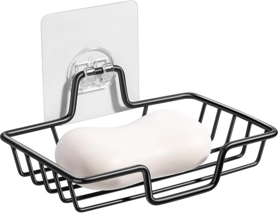 Seifenschale – Quadratischer Seifenhalter Aus Edelstahl 304 (schwarz), Geeignet Für Bad Und Küche (ohne Bohren).