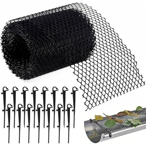 18 Cm X 8 M Laubschutz Für Dachrinnen, Robustes Kunststoff, Laubfilter, Dachrinnenschutz Gegen Laub, Laubfilter Mit 15 Clips