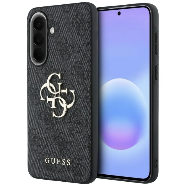 Guess Leder-schutzhülle Mit Metalllogo Für Samsung Galaxy A37 5g, Schwarz