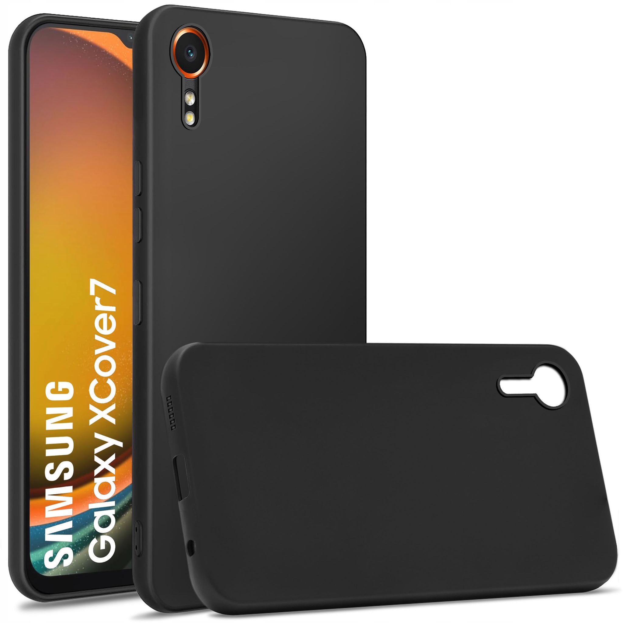 Matt Hülle Für Samsung Galaxy Xcover 7 Schwarze Abdeckung + Glas