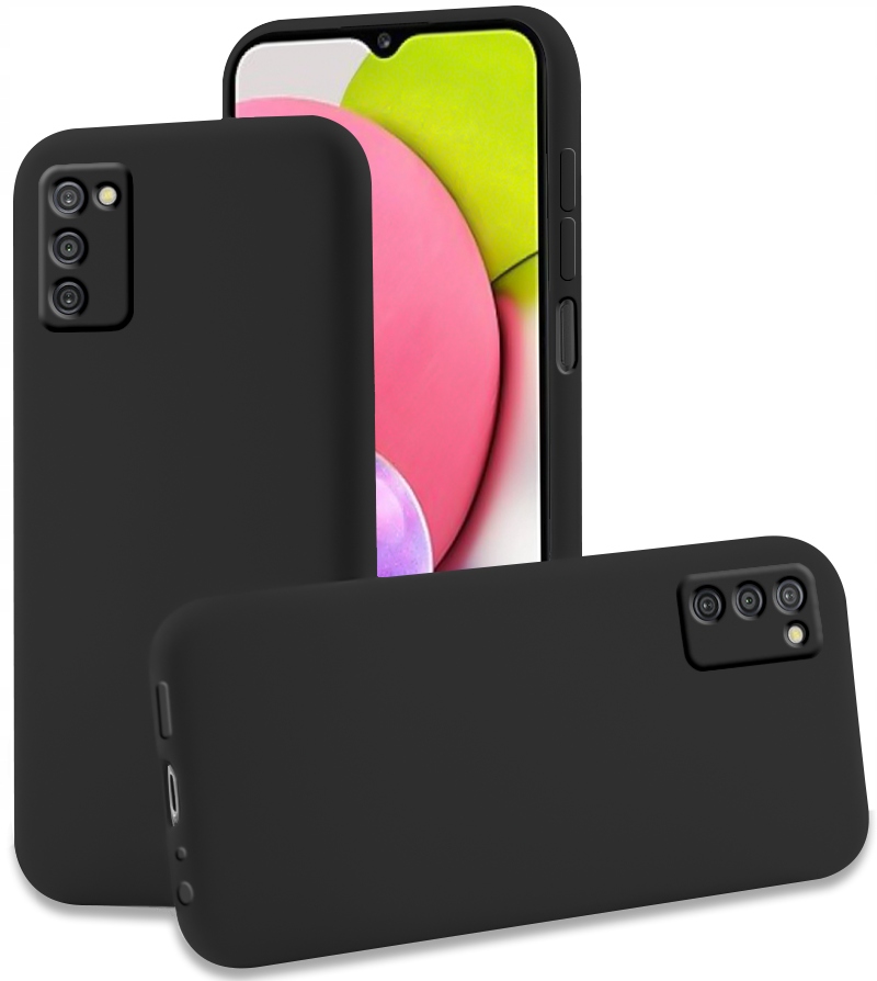 Matt Case Soft Black Für Samsung Galaxy A03 + Glas