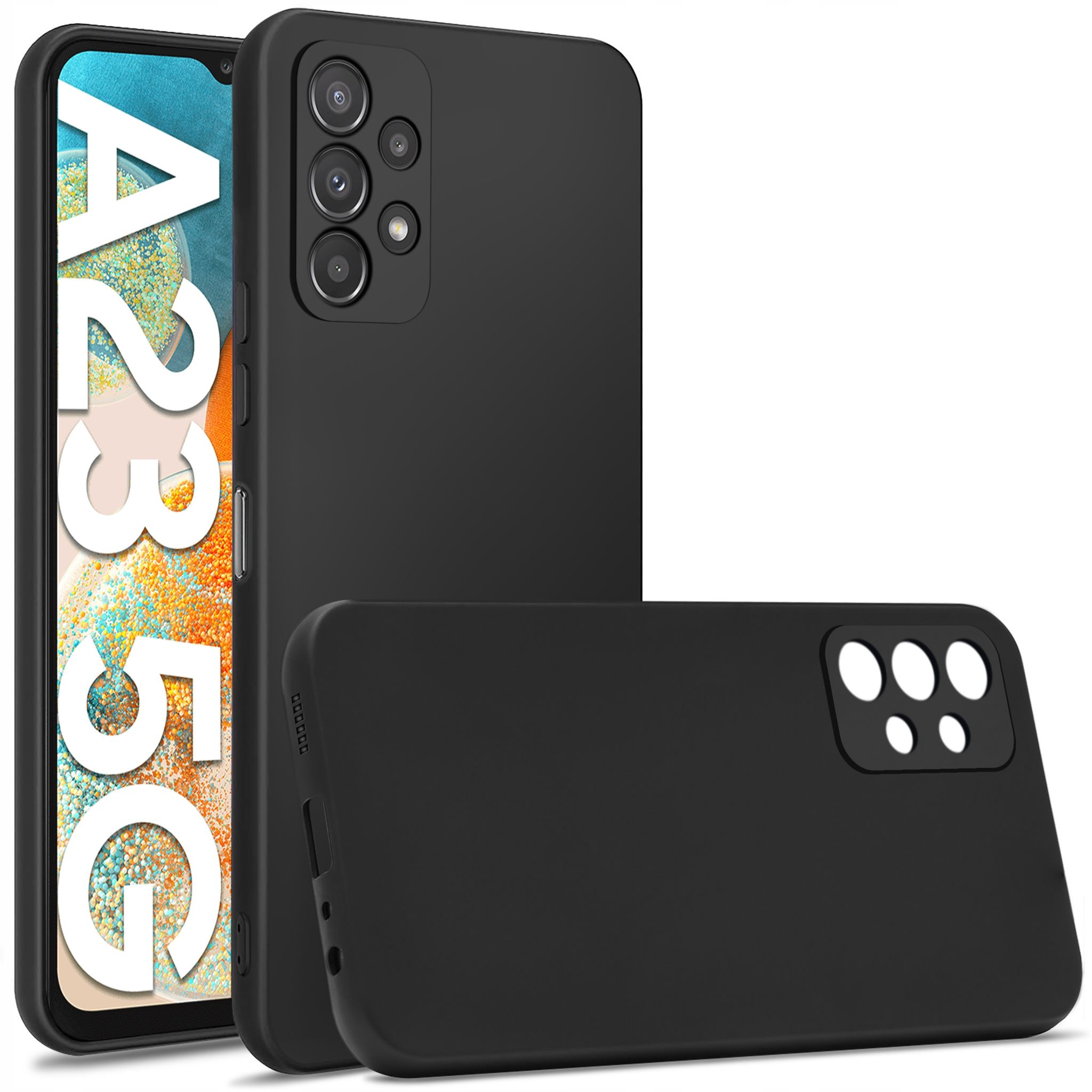 Mattschwarze Hülle Für Samsung Galaxy A23 5g + 9h-glas