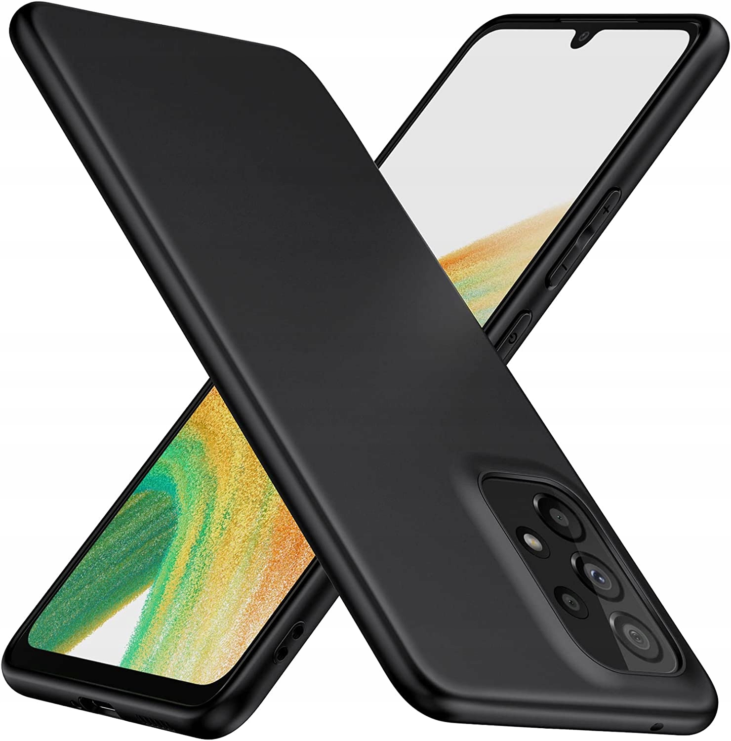 Schutzhülle, Mattschwarz, Schlank, Für Samsung Galaxy A33 5g + Glas