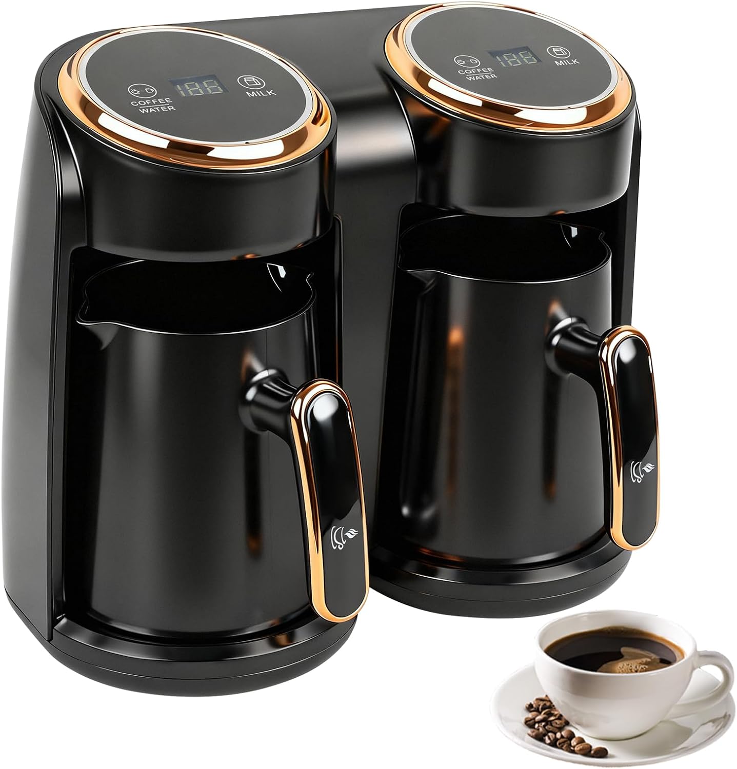 Türkische Kaffeemaschine, 600 W, Mit Zwei Heizsystemen Überlaufschutz Und Trockengehschutz, 300 + 300 Ml (1 Bis 8 Tassen)