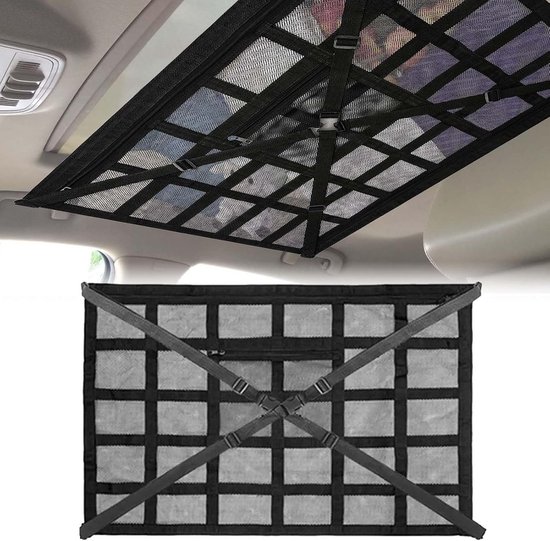 Dachgepäcknetz Fürs Auto Auto Organizer Reiseaufbewahrung Doppellagiges Netz 78 X 53 Cm Schwarz