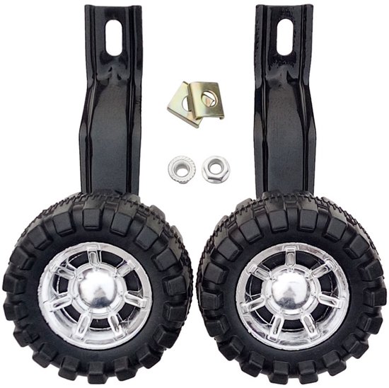 Stützräder Für 18-zoll-kinderfahrräder – 2er-set Im Coolen Offroad-design, Schwarz/silber, Inklusive Montagematerial