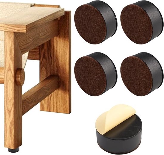 Set Mit 4 Möbelfüßen Mit Filzschutz Schwarze, Runde Füße