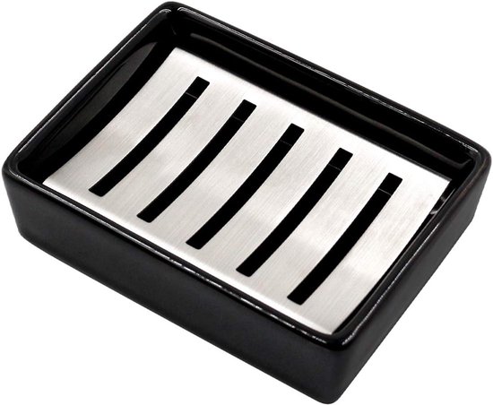 Seifenschale Aus Keramik, Duschablage Aus Edelstahl 304, Schwarz, Dreistufiger Seifenhalter