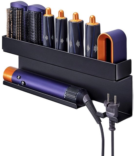 Verbesserter, Selbstklebender Haartrocknerhalter Mit Großem Staufach – Kein Bohren Erforderlich, Universell Für Haartrockner Und Zubehör, Elegant
