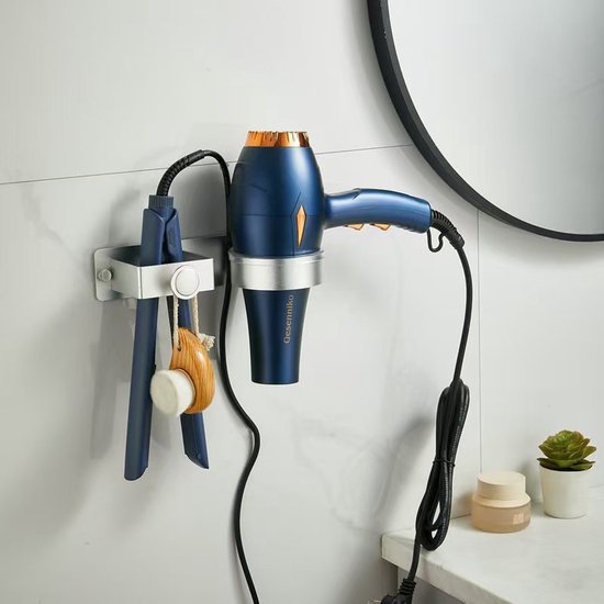 2-in-1 Wandhalterung Für Haartrockner Und Lockenstab – Universal, Mattschwarzes Metall, Für Badezimmer Und Schlafzimmer