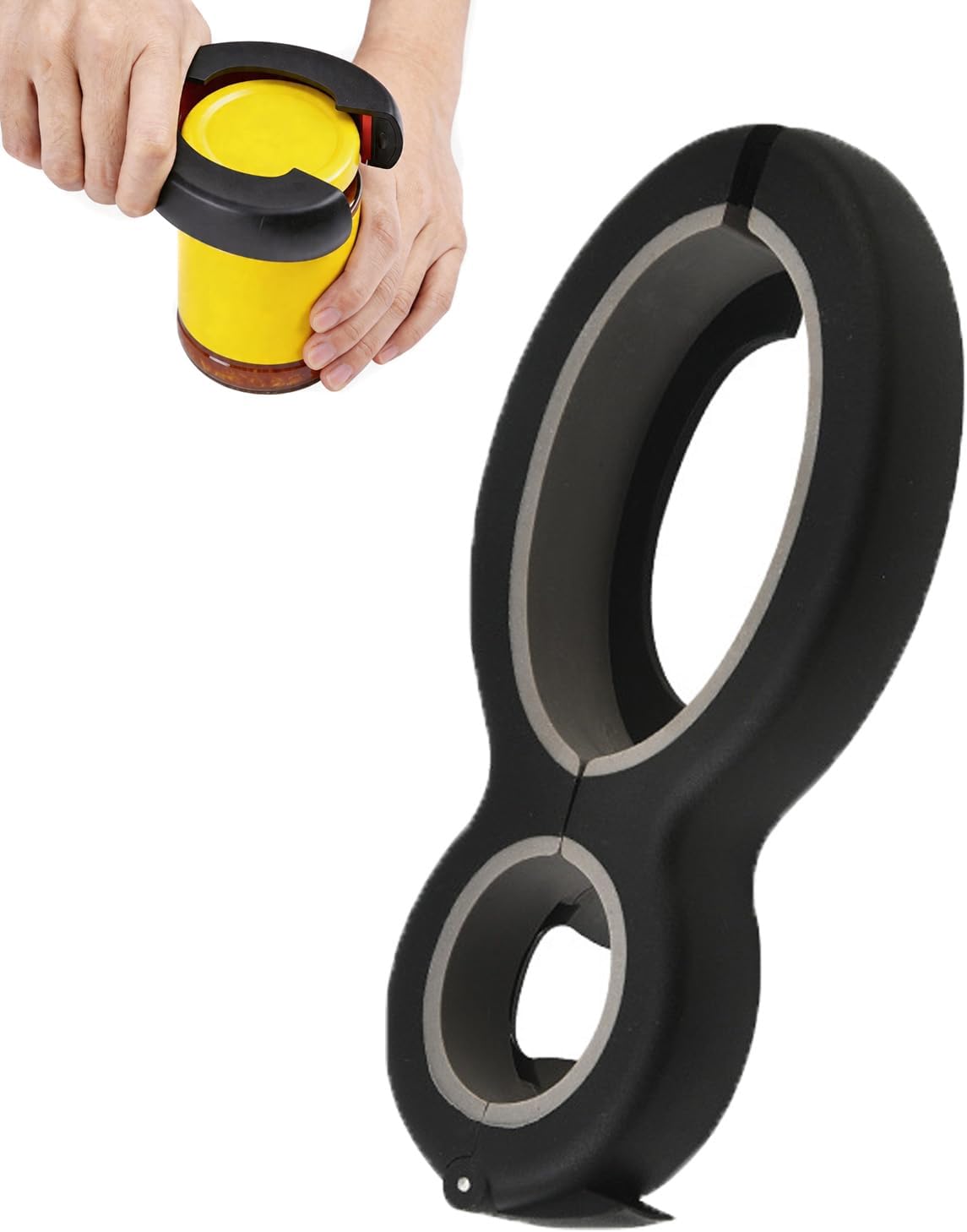 6 In 1 Multipurpose Bottle Opener, Stainless Steel Jar Opener With Twist Off Lid, Kitchen Tool For Can, Seniors And Kids, Black