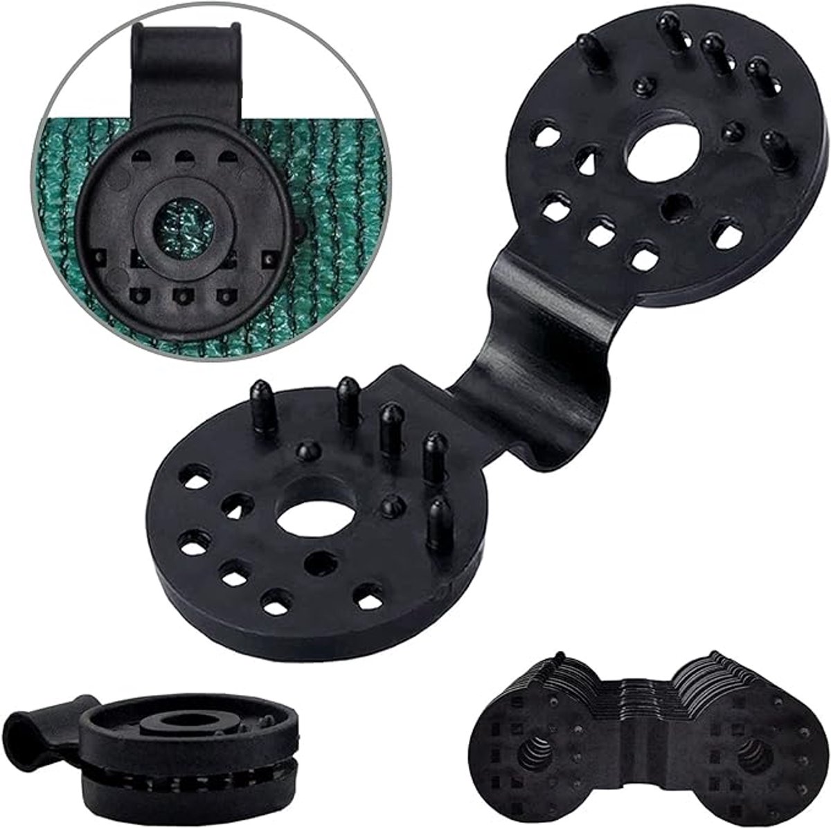 50 Stück – Markisenstoff – Schattierungstuchclips – Kunststoff – Clips Für Schutzgewebe – Schwarz – Befestigungsclips Für Markisennetze – 10 X 3,8 Cm