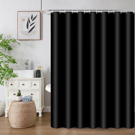 Peva-duschvorhang Mit Ringen Und Haken, Waschbar, Schimmelresistent (schwarz, 180 X 180 Cm)